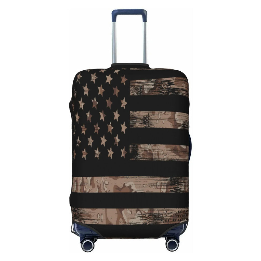 Junzan American Flag With Desert Camouflage Print Washable Luggage Cover - Fashion Suitcase Protector Fits 18-32 Inch Luggage