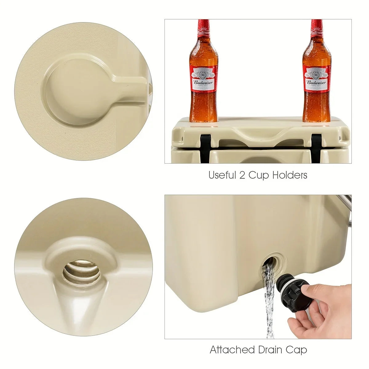 COSTWAY 16-Quart Cooler - Durable Leak-Proof Ice Chest, Keeps 24 Cans Chilled - Ideal for Outdoor Camping & Picnics