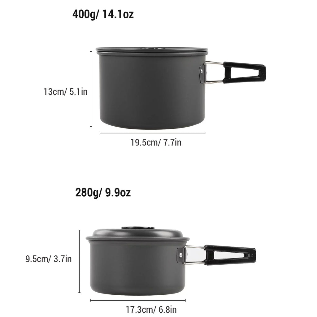 Lixada Non-Stick Cookware Set with Kettle Camping Hiking Backpacking Mess Kit Pot Pan