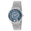 Mother Of Pearl Stainless Steel Mesh Quartz Women Watch, Black