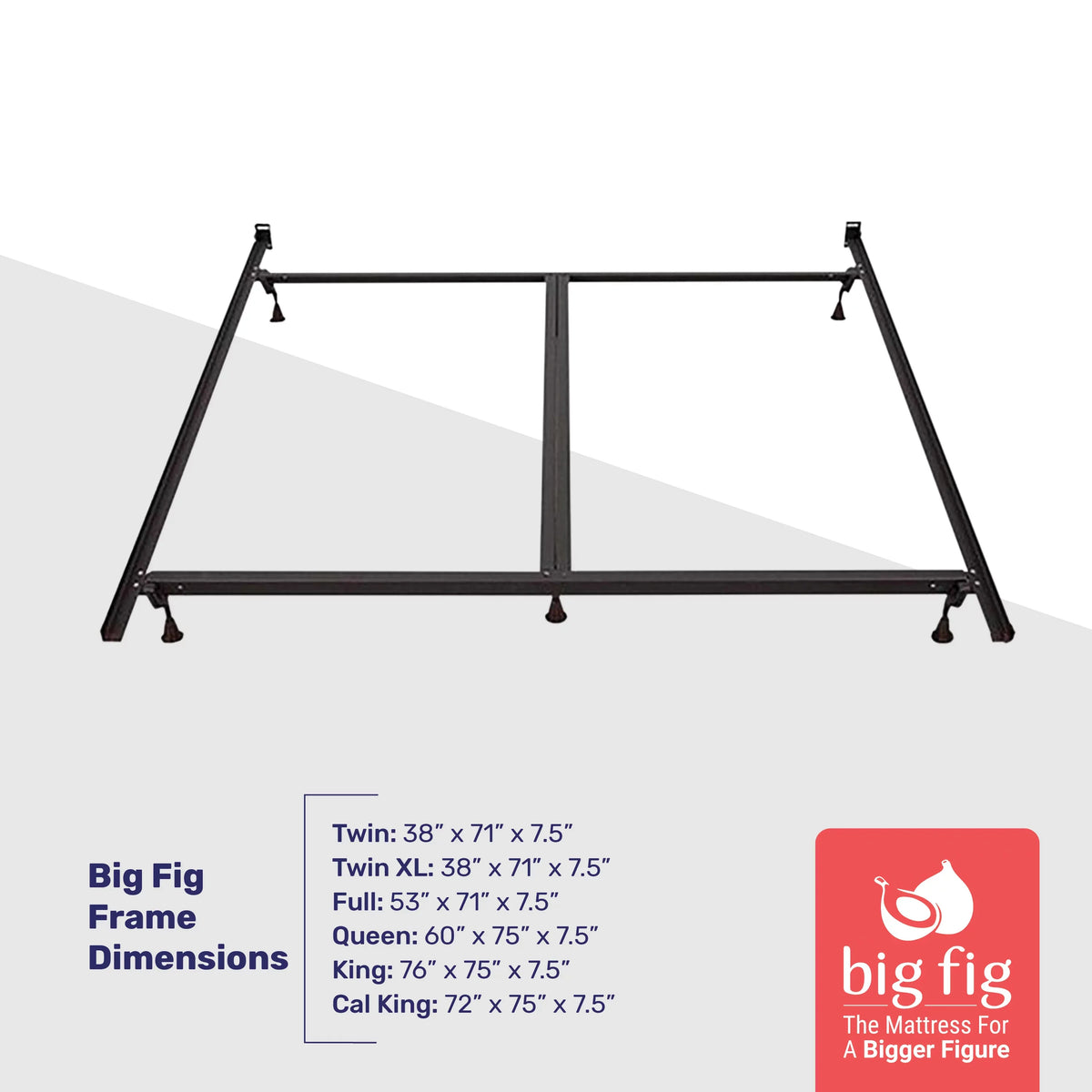 Big Fig Matress Heavy Duty Steel Bed Frame, Supports up to 2,000 Pounds, King Size
