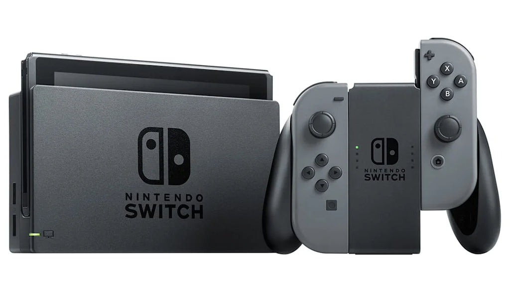 Nintendo Switch - Gray & Gray Joy-Con with HDMI Cable BOLT AXTION Cleaning Kit Bundle Like New