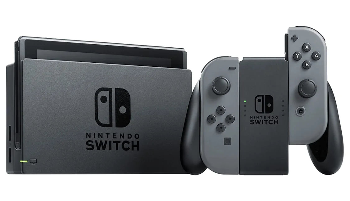 Nintendo Switch - Gray & Gray Joy-Con with HDMI Cable BOLT AXTION Cleaning Kit Bundle Like New