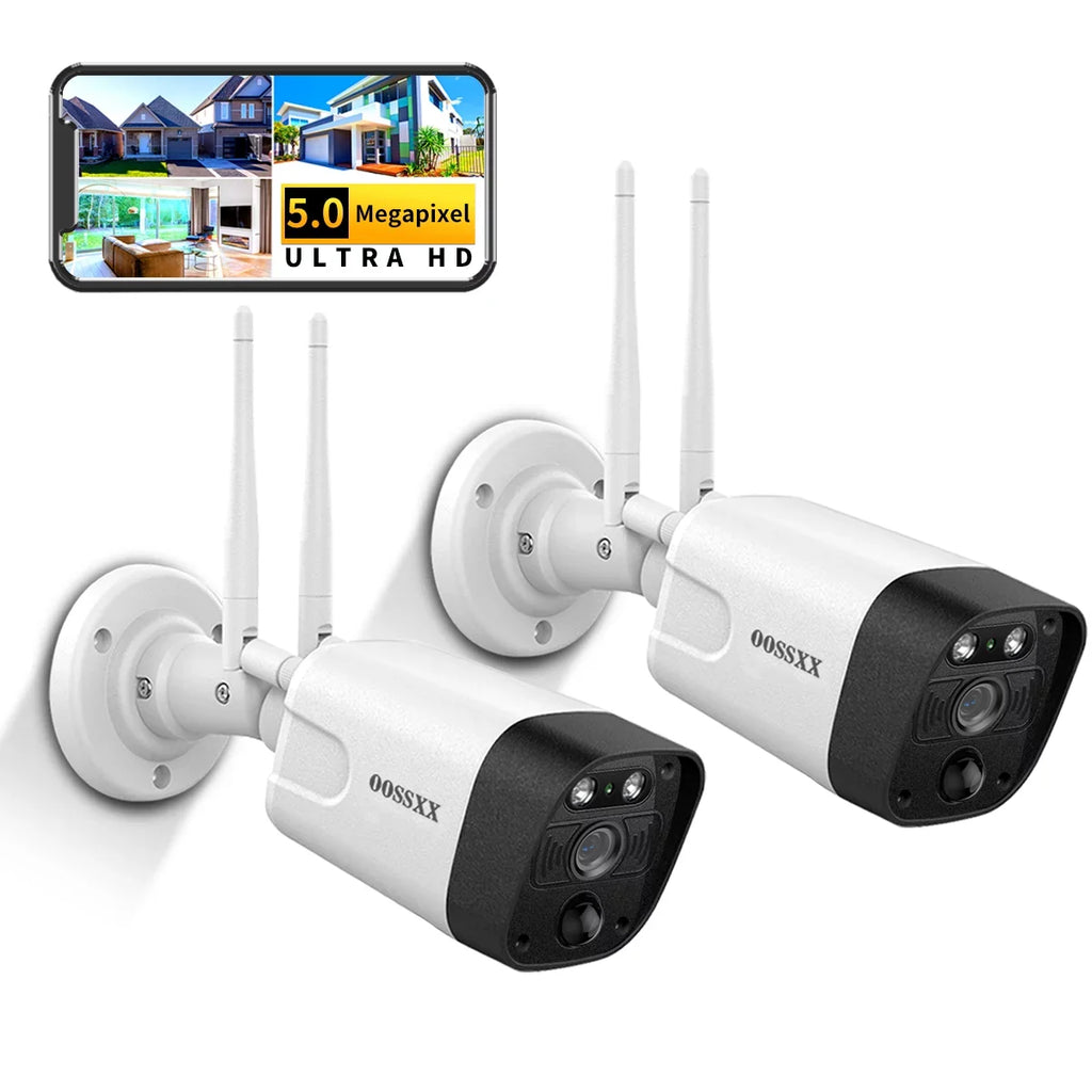 OOSSXX 5MP security cameras wireless wifi,2PcsOutdoor camera PIR Detection, Security Cameras Wireless Wifi 2-Way Audio Dual Antennas