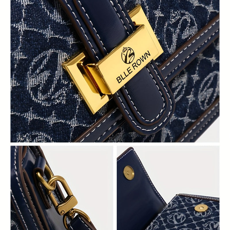 MICHROE Texture Fashion Small Square Bag - Klein Blue Series Classic Messenger Bag Retro Pattern Purse For Women
