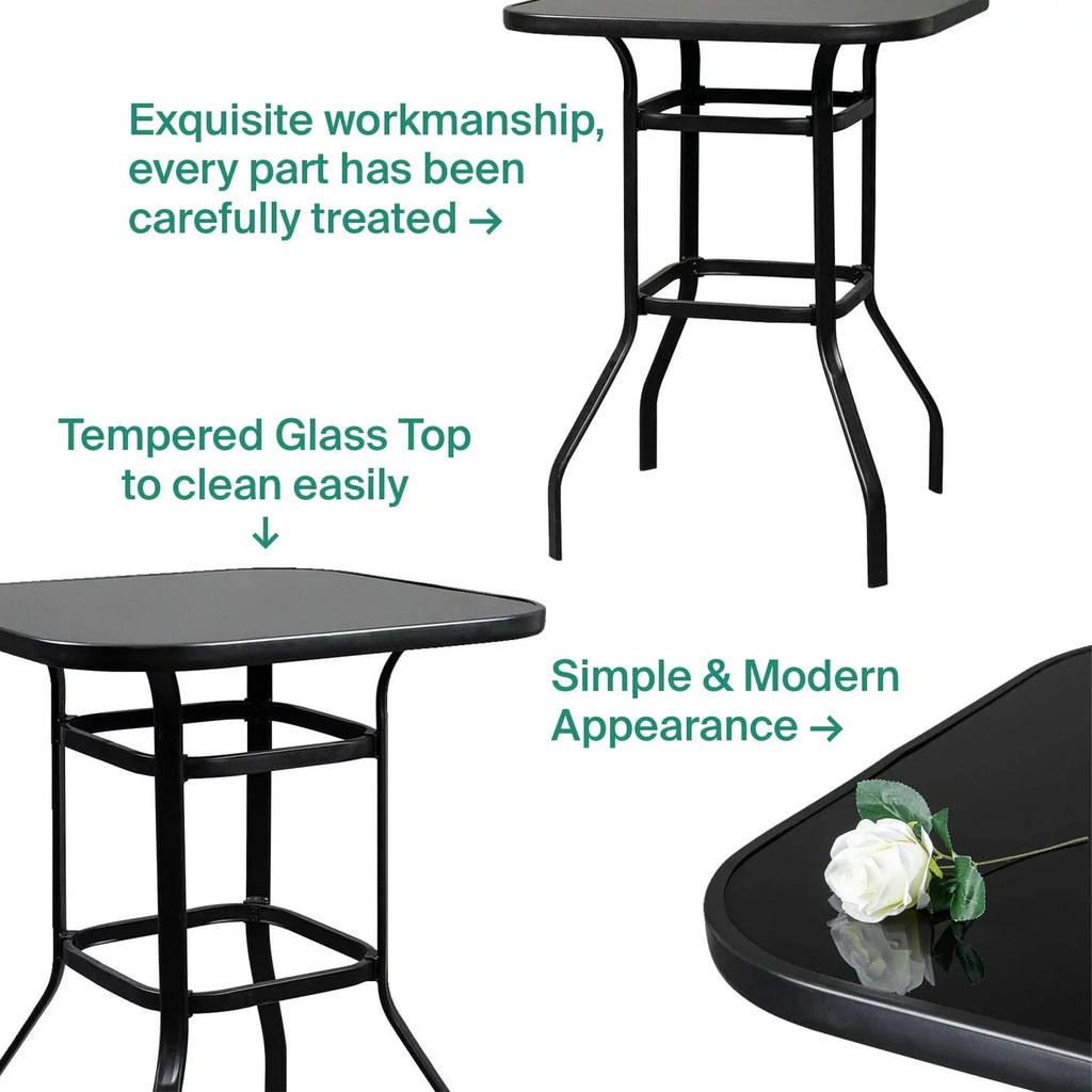 Nikias Durable Solid Glass Bar Table For Deck