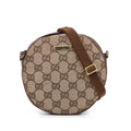 Pre-Owned Authenticated Gucci GG Round Crossbody Canvas Fabric Brown Crossbody Bag Unisex (Good)