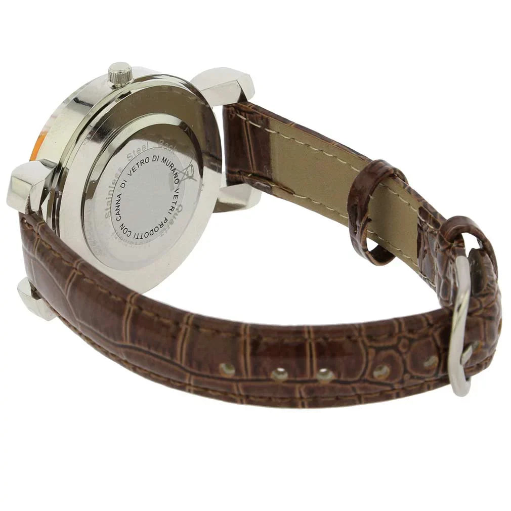 GlassOfVenice Serena Murano Millefiori Watch With Leather Band - Brown