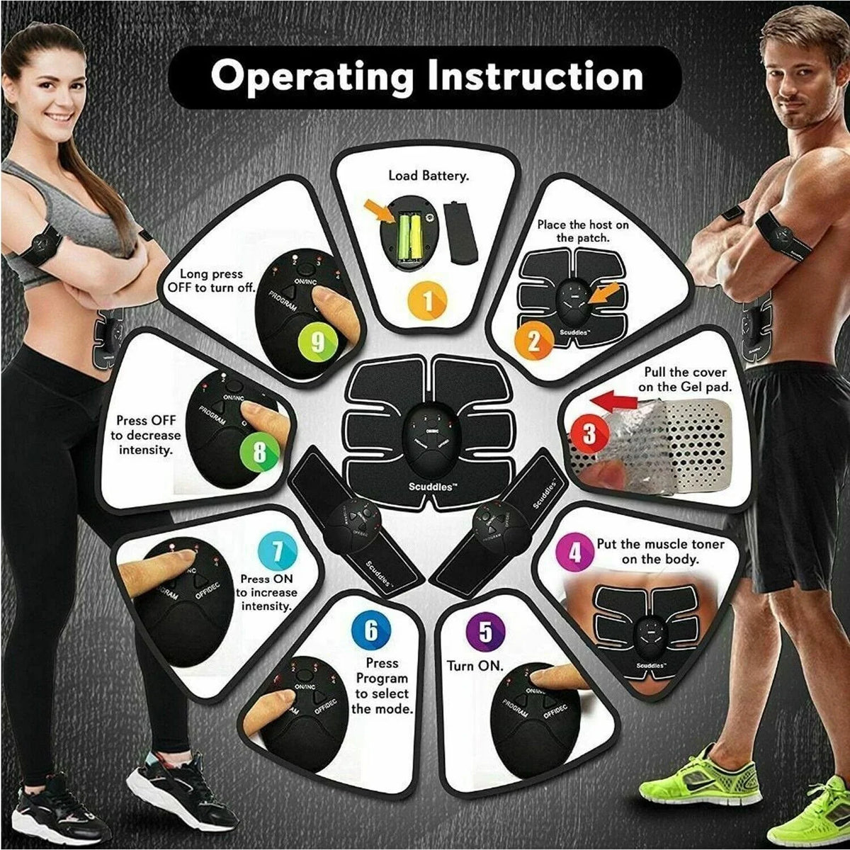 Electric Muscle Toner Fitness Binder Gym Machine ABS Toning Fat Burner Belt