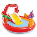 Intex Happy Dino Outdoor Inflatable Kiddie Pool Play Center with Slide
