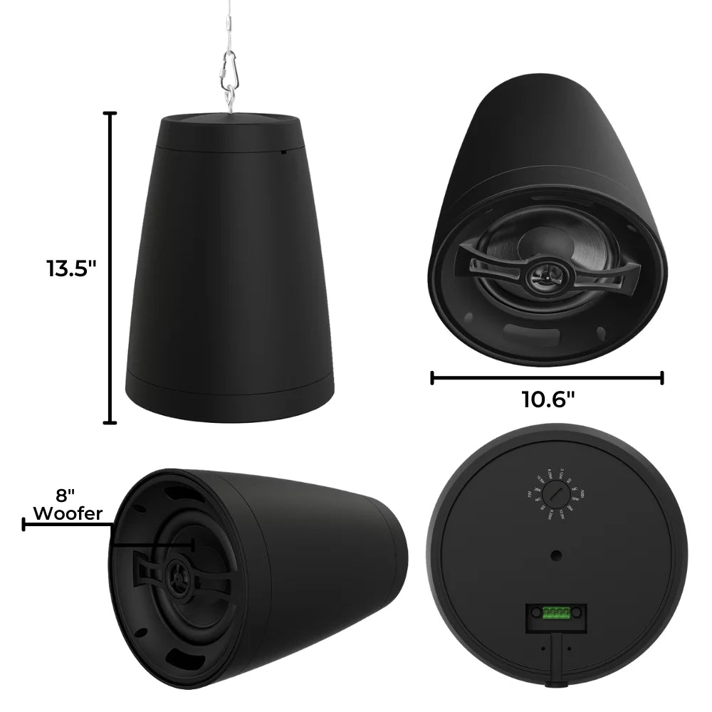 OSD Nero Arc 8 8" 2 Way Coaxial Pendant Style Speaker, 8Ohm/70V, Black