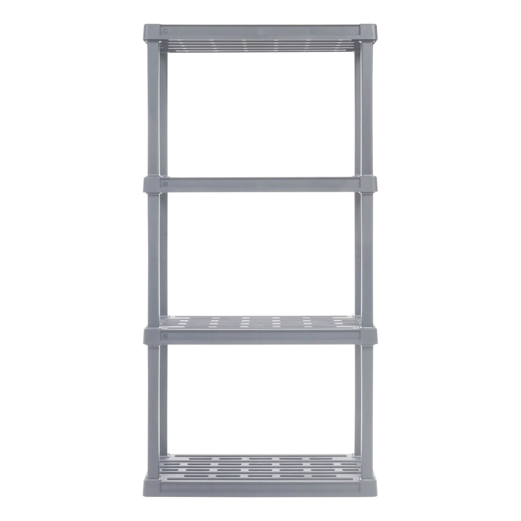 IRIS USA 4-Tier Plastic Rack Storage Shelf with 160 lb. Total Capacity, Elephant Gray