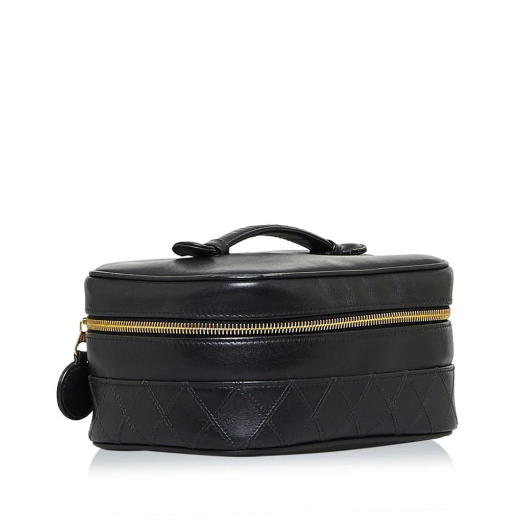 Pre-Owned Chanel Cocomark Bicolore Vanity Bag Handbag Black Lambskin Ladies CHANEL (Fair)