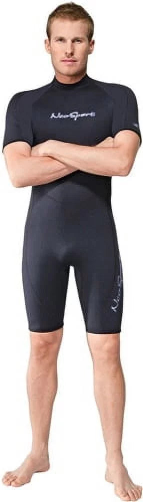 Neosport Men's 3mm Shorty Scuba Diving Wet Suit (Black / Blue, X-Small)