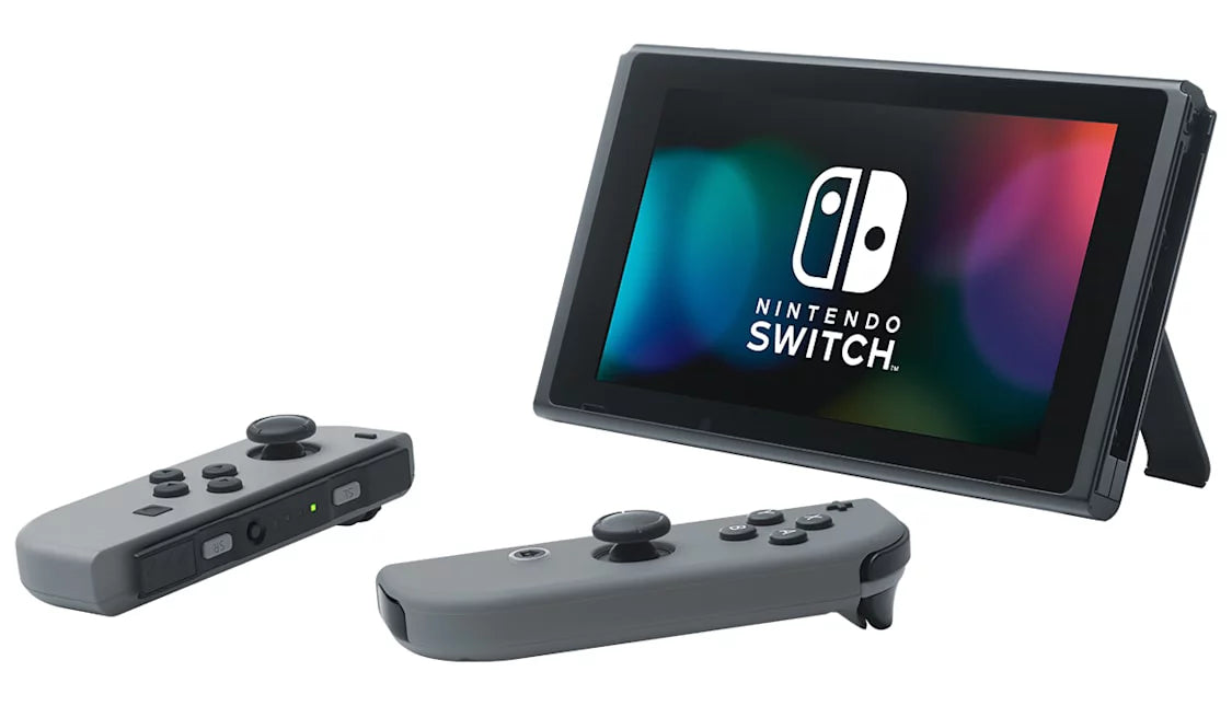 Nintendo Switch - Gray & Gray Joy-Con with HDMI Cable BOLT AXTION Cleaning Kit Bundle Like New