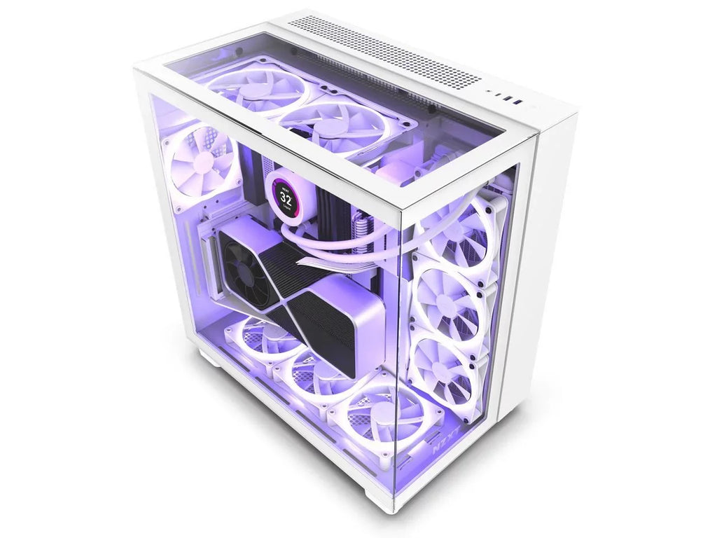 NZXT H9 Elite - All White - CM-H91EW-01 - Premium Dual-Chamber - Mid-Tower - RGB Fans - Case