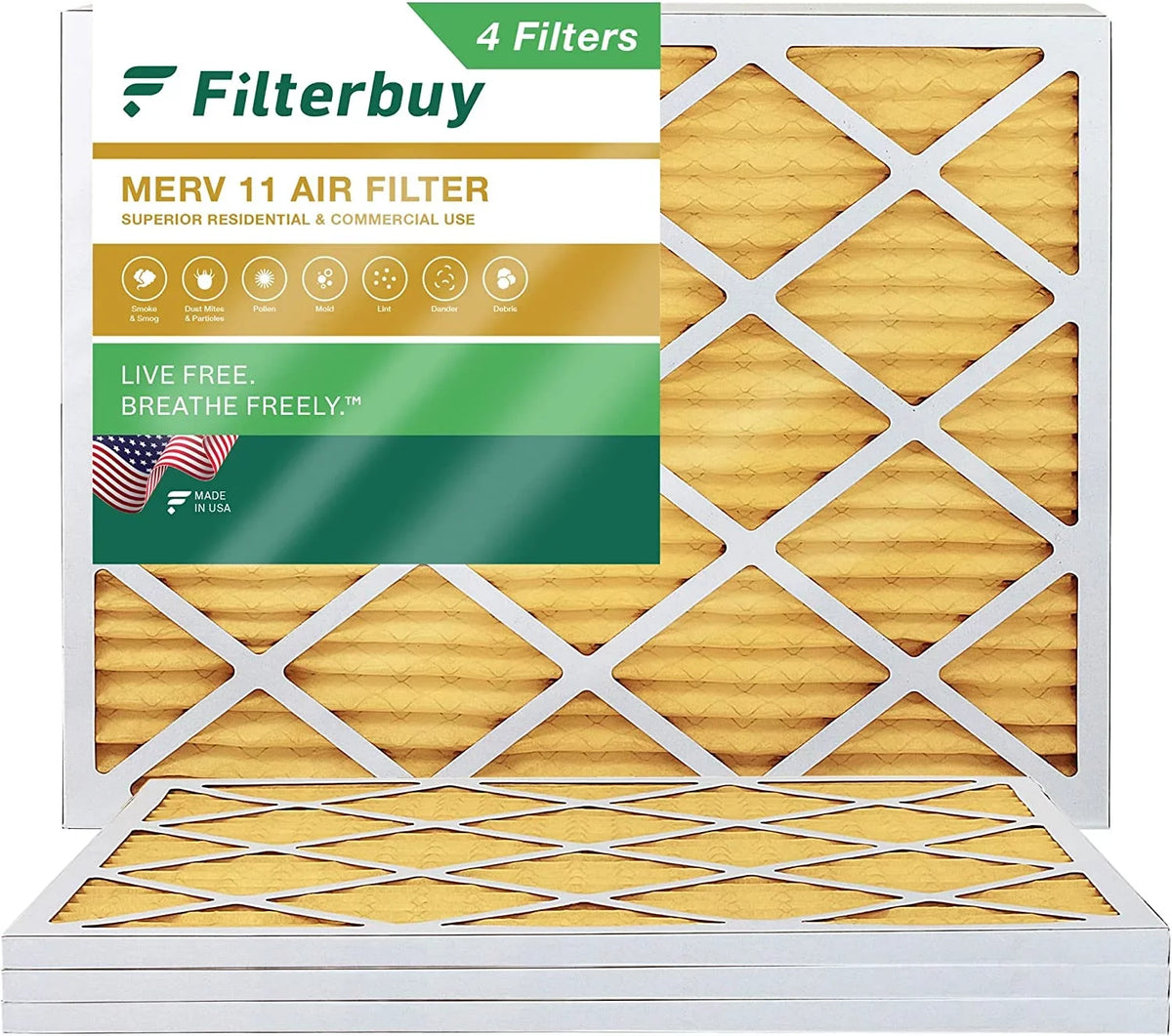 Filterbuy 25x32x1 MERV 11 Pleated HVAC AC Furnace Air Filters (4-Pack)