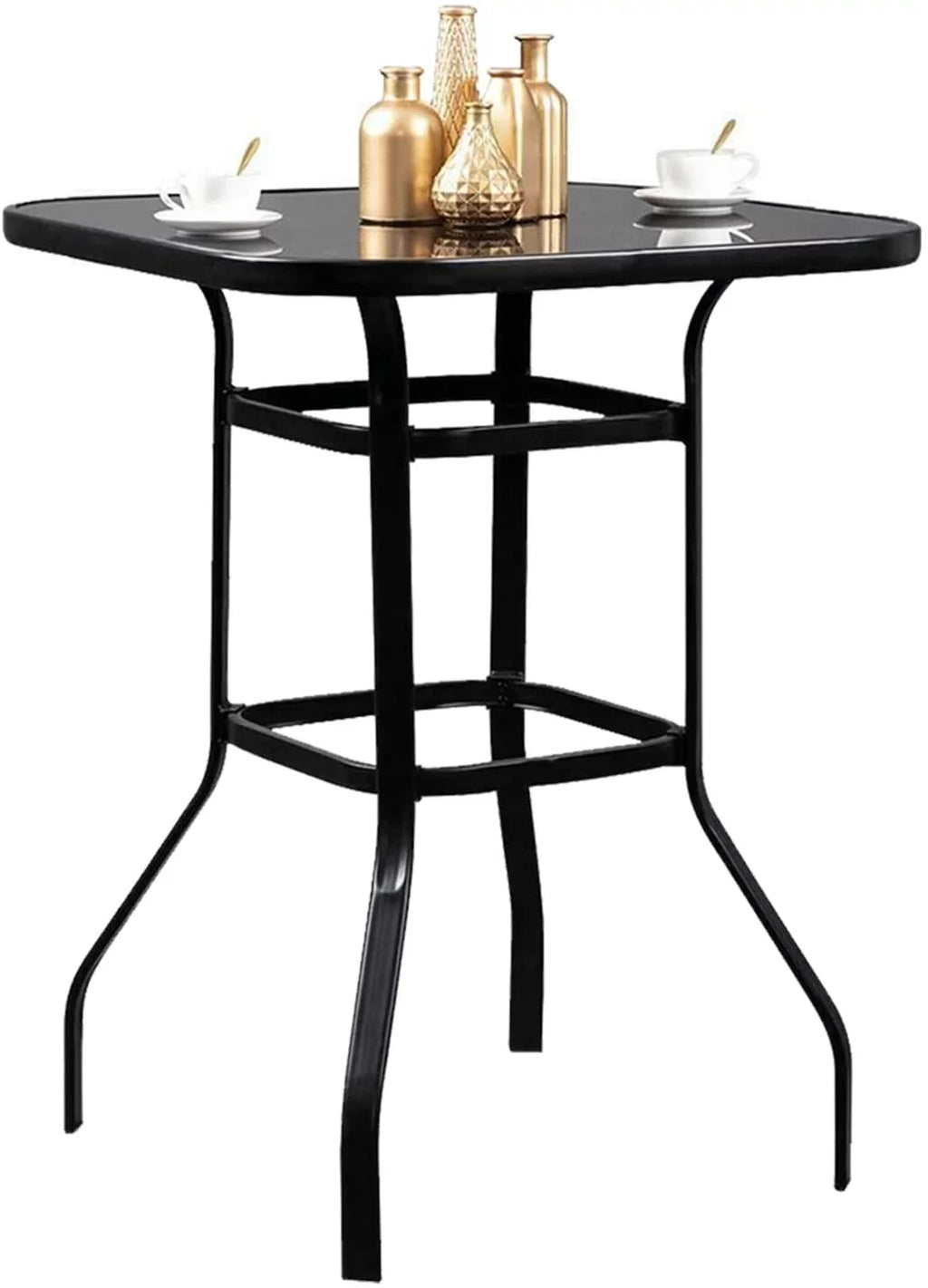 Nikias Durable Solid Glass Bar Table For Deck