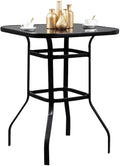 Nikias Durable Solid Glass Bar Table For Deck