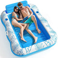 Inflatable Tanning Pool Lounger Float -4 in 1 Sun Tan Tub Sunbathing Pool Lounge Raft Floatie Toys Water Filled Tanning Bed Mat Pad for Adult Blow Up Kiddie Pool Kids Ball Pit Pool L