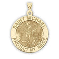 Picturesongold.Com Saint Michael - Protect My Niece - Religious Medal - 2/3 inch Size of Dime, Solid 14K Yellow Gold