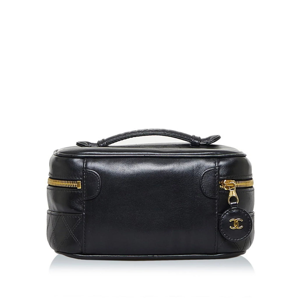 Pre-Owned Chanel Cocomark Bicolore Vanity Bag Handbag Black Lambskin Ladies CHANEL (Fair)