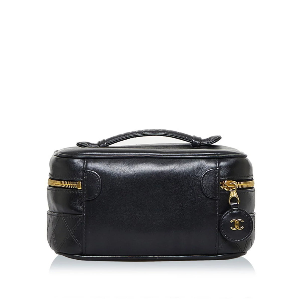 Pre-Owned Chanel Cocomark Bicolore Vanity Bag Handbag Black Lambskin Ladies CHANEL (Fair)
