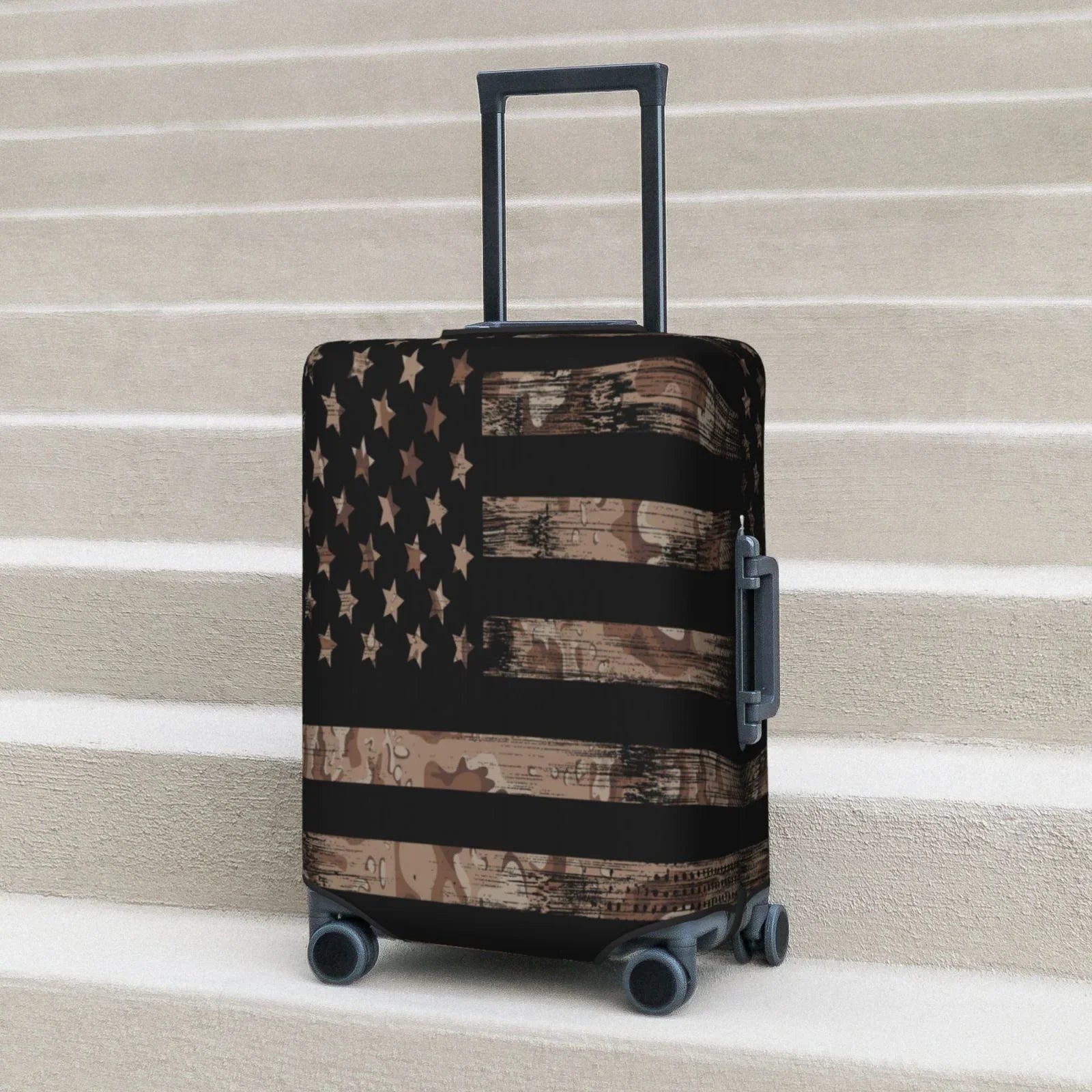 Junzan American Flag With Desert Camouflage Print Washable Luggage Cover - Fashion Suitcase Protector Fits 18-32 Inch Luggage