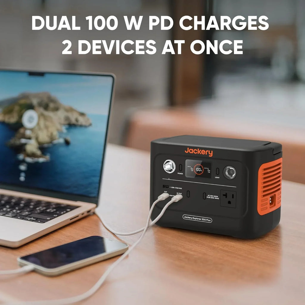 Restored Jackery Explorer 300 Plus Portable Power Station, 288Wh Backup LiFePO4 Battery, Solar Generator (Solar Panel Not Included) for RV, Outdoors, Camping, Traveling, and Emergencies (Refurbished)