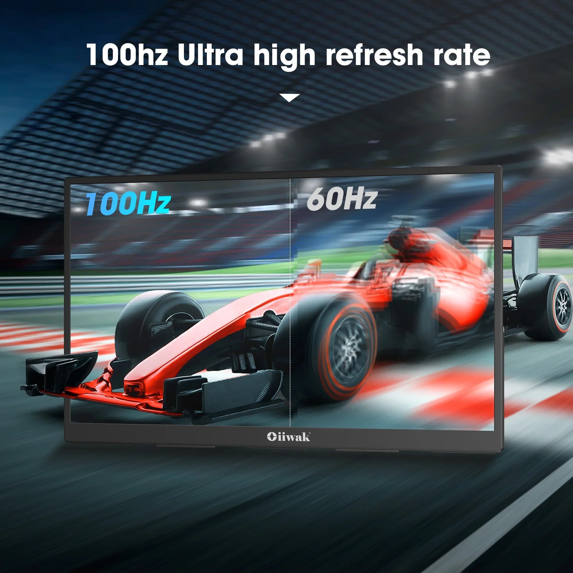 Oiiwak 18.5 inch Large Portable Monitor,100HZ Second Screen Extender for Notebook, 100% sRGB 1080P FHD IPS Frameless Travel Gaming Monitor, Dual Speakers, 180° Foldable Stand & VESA