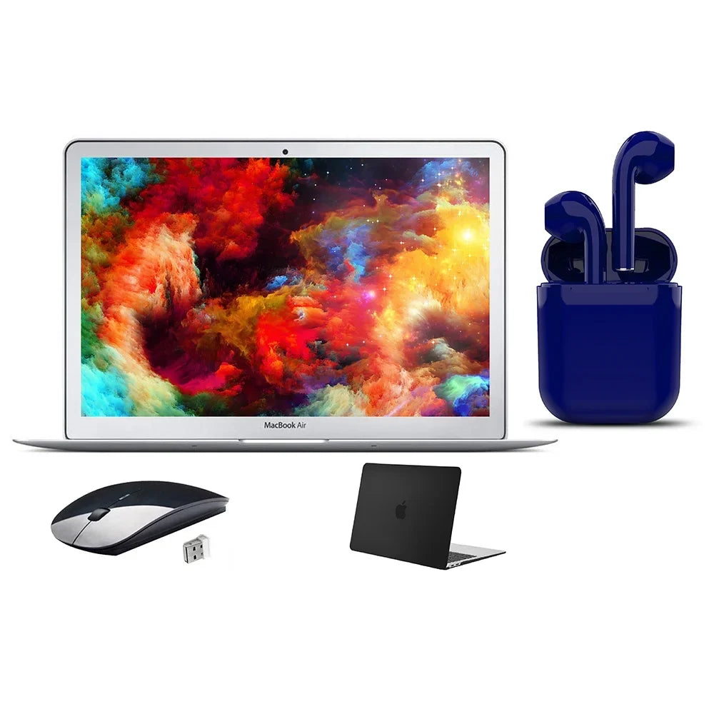 Restored Apple Air 13.3-inch Intel Core Core i5 4GB RAM Mac OS 128GB Solid-state drive Bundle: Black Case, Wireless Mouse, Bluetooth/Wireless Airbuds By Certified 2 Day Express (Refurbished)