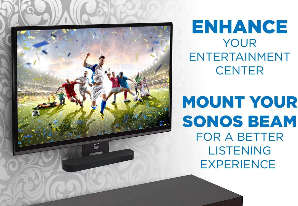 Mount-It! Sound Bar TV Mounting Shelf Compatible with Sonos Beam Speaker | Soundbar Mount Bracket Kit for Televisions with 200mm - 600mm VESA Mounting Pattern