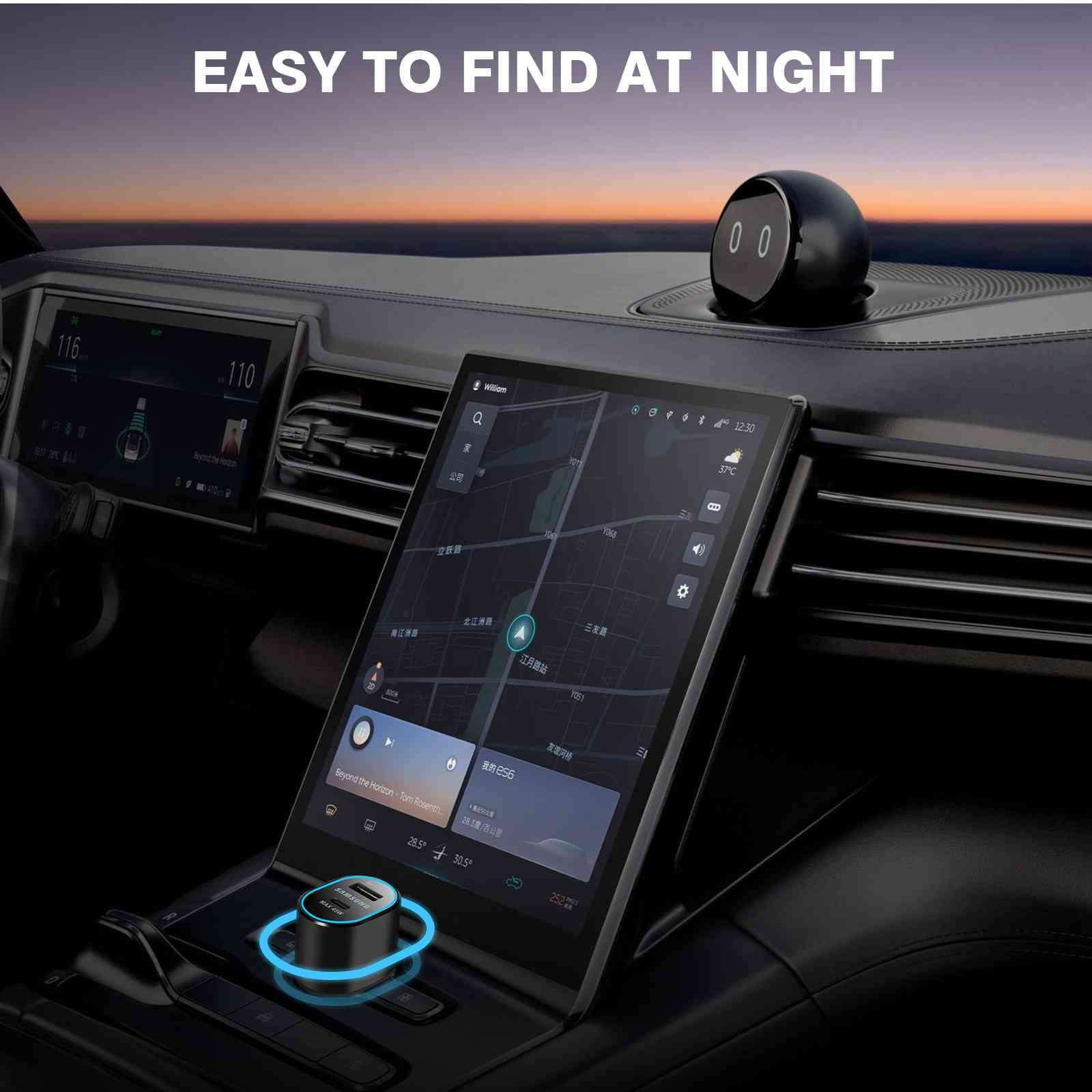 Super Fast Dual Car Charger Usb (45W+15W) Two Ports EP-L5300 Black for Legion Y700