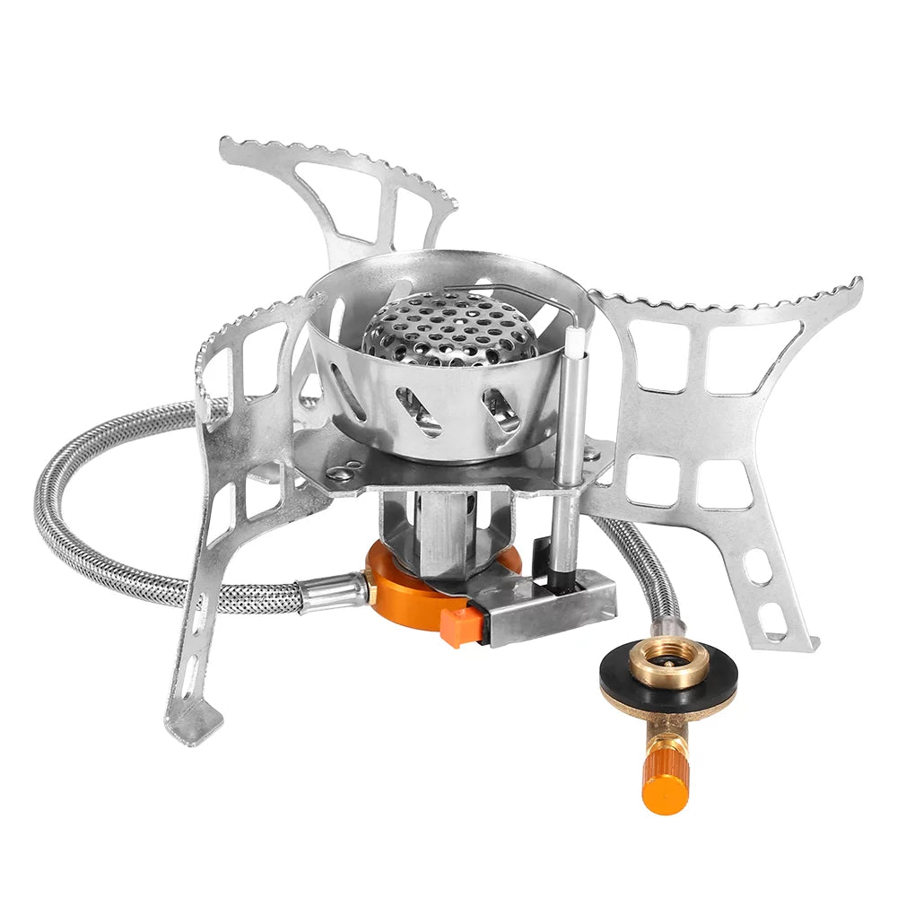 Meterk Portable Windproof Camping Gas Outdoor Cooking Foldable Split with Gas Conversion Head Adapter