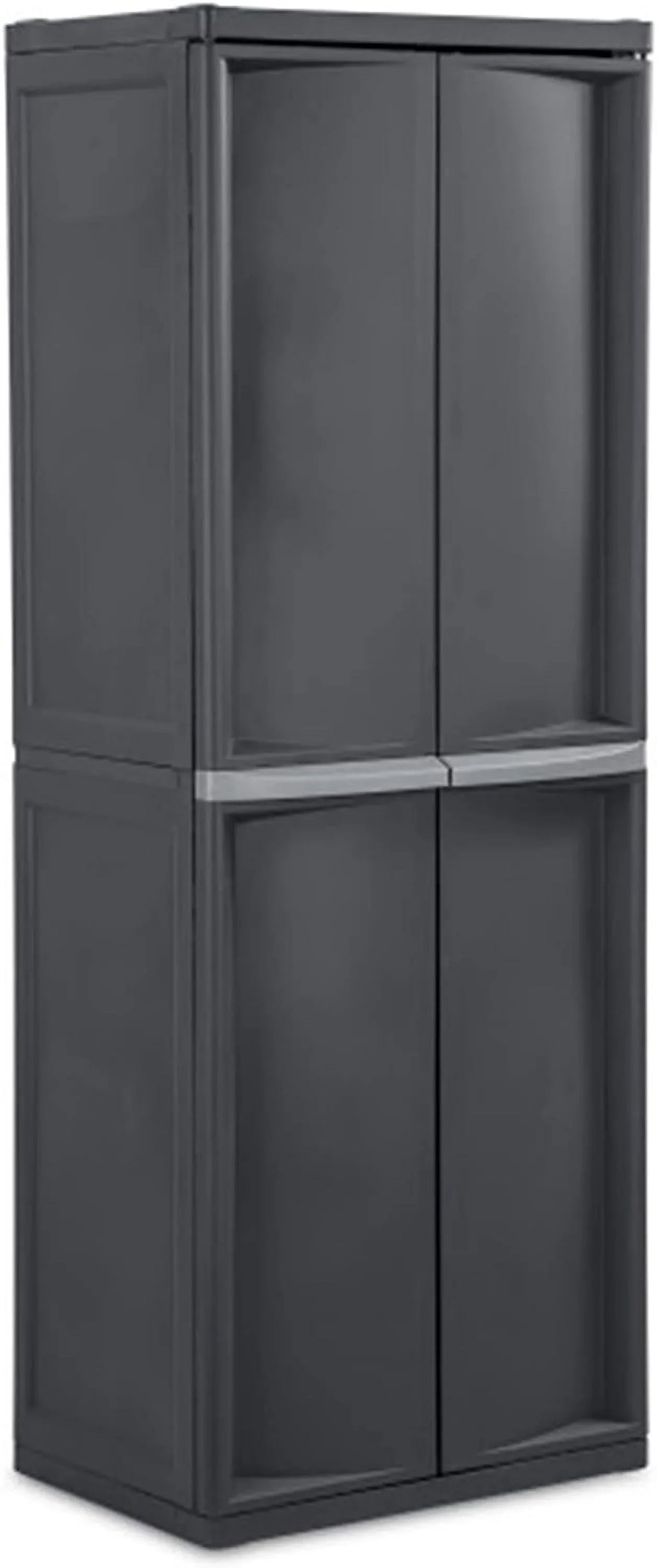 HOZO 4 Shelf Cabinet, Heavy Duty and Easy to Assemble Plastic Storage Unit, Organize Bins in the Garage, Basement, Attic, Mudroom, Gray, 1-Pack