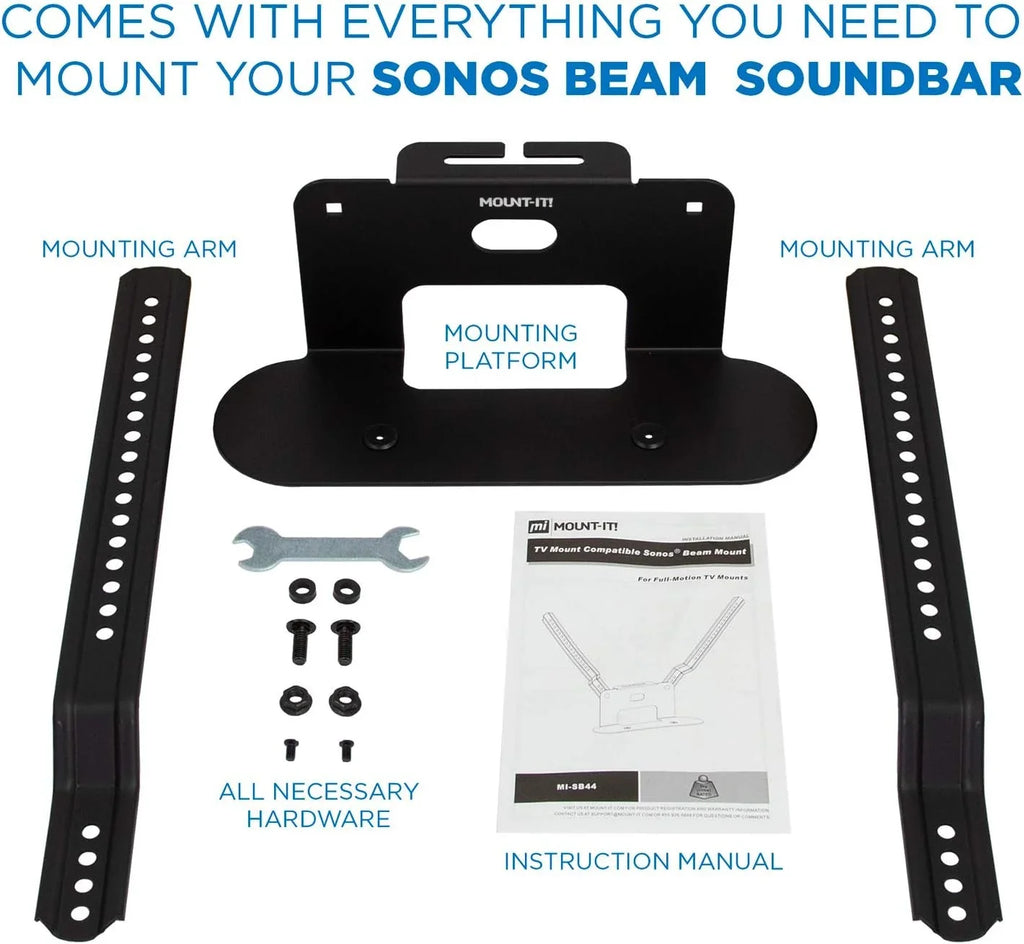Mount-It! Sound Bar TV Mounting Shelf Compatible with Sonos Beam Speaker | Soundbar Mount Bracket Kit for Televisions with 200mm - 600mm VESA Mounting Pattern