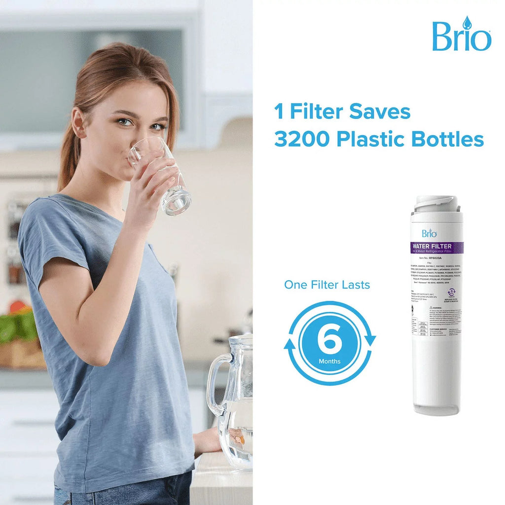 Brio 6023A Refrigerator Water Filter Replacement Compatible WIth GE GSWF, GSWF3PK, GSWFDS, 100749-C, 100749C, 100810/A, 100810A