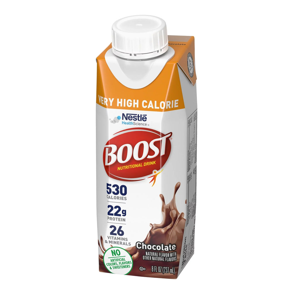 Nestle Boost Very High Calorie Complete Nutritional Drink Chocolate 8 oz Reclosable Carton 24 Ct
