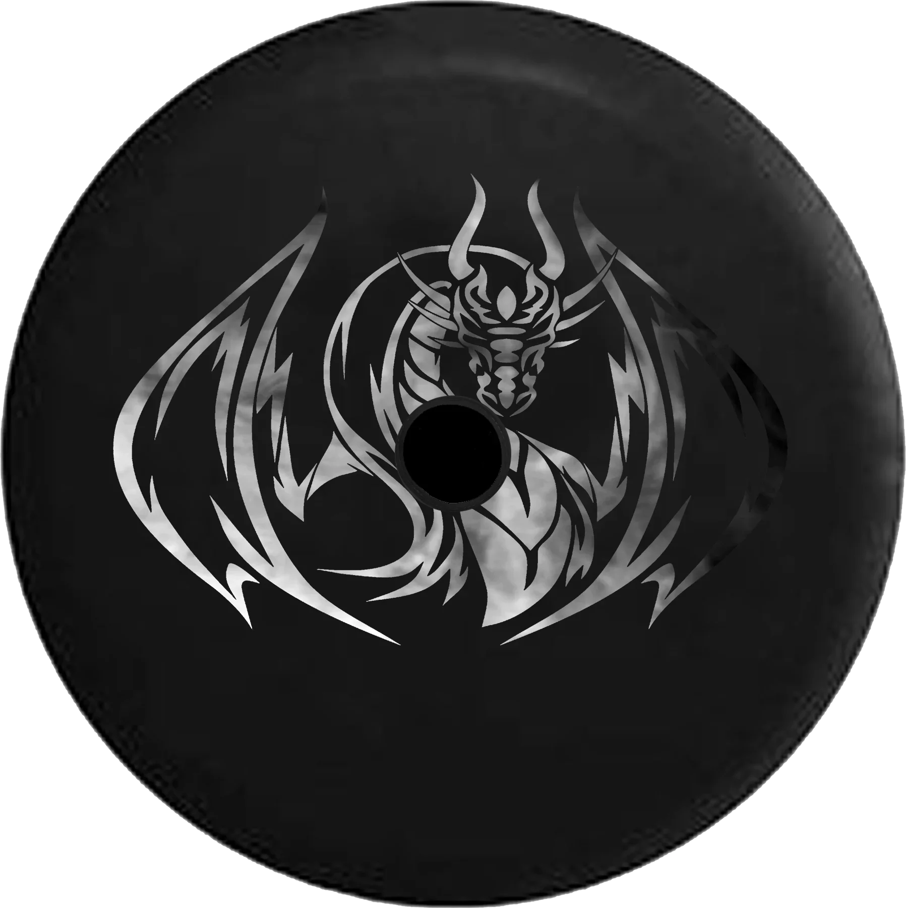 2018 2019 Wrangler JL Backup Camera Dark Silver Smoke Tribal Dragon Spare Tire Cover for Jeep RV 32 Inch