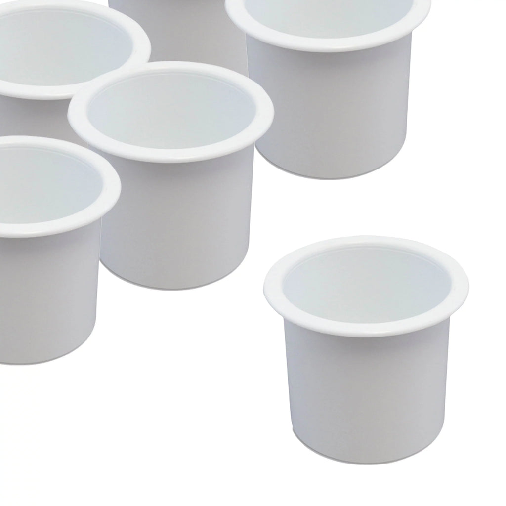 Red Hound Auto 50 Cup Holder Plastic Pocket Recessed Insert Universal for Boat RV Car Truck Sofa Game Table Marine Pontoon Motorhome Bulk Camper White