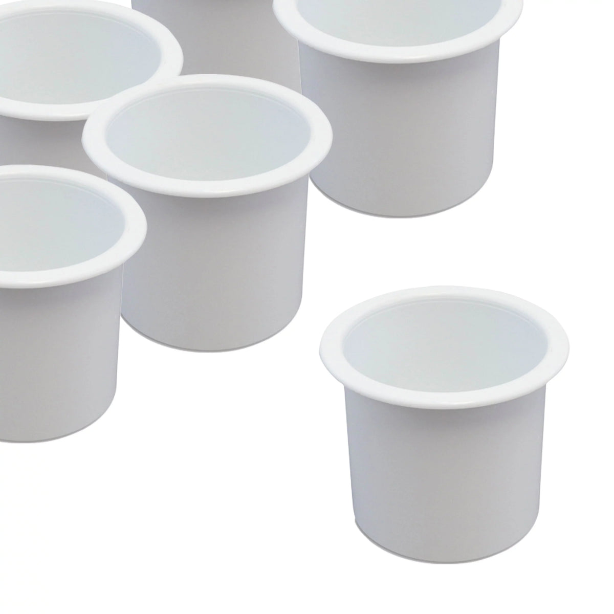 Red Hound Auto 50 Cup Holder Plastic Pocket Recessed Insert Universal for Boat RV Car Truck Sofa Game Table Marine Pontoon Motorhome Bulk Camper White