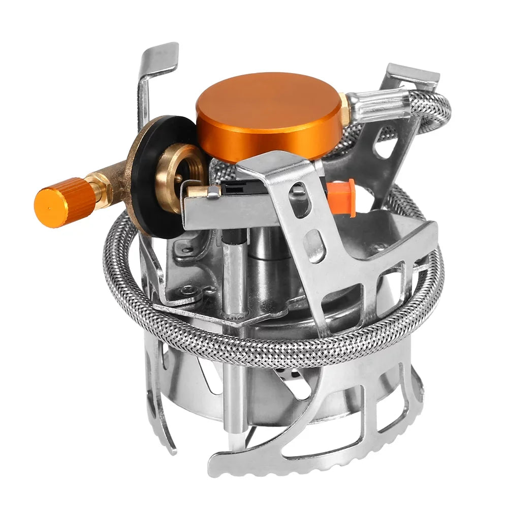 Meterk Portable Windproof Camping Gas Outdoor Cooking Foldable Split with Gas Conversion Head Adapter