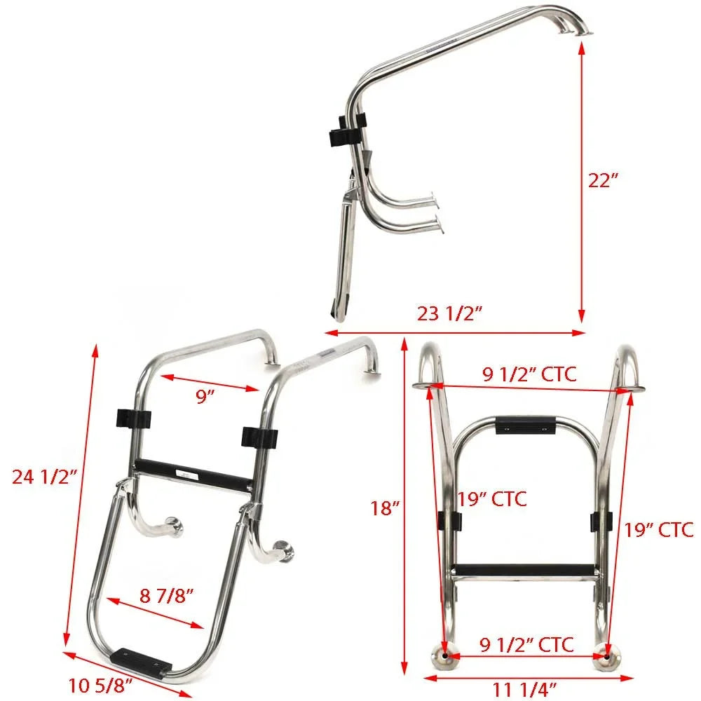 Ranger Boat Folding Boarding Ladder 207277 | 618 VS Stainless 2-Step