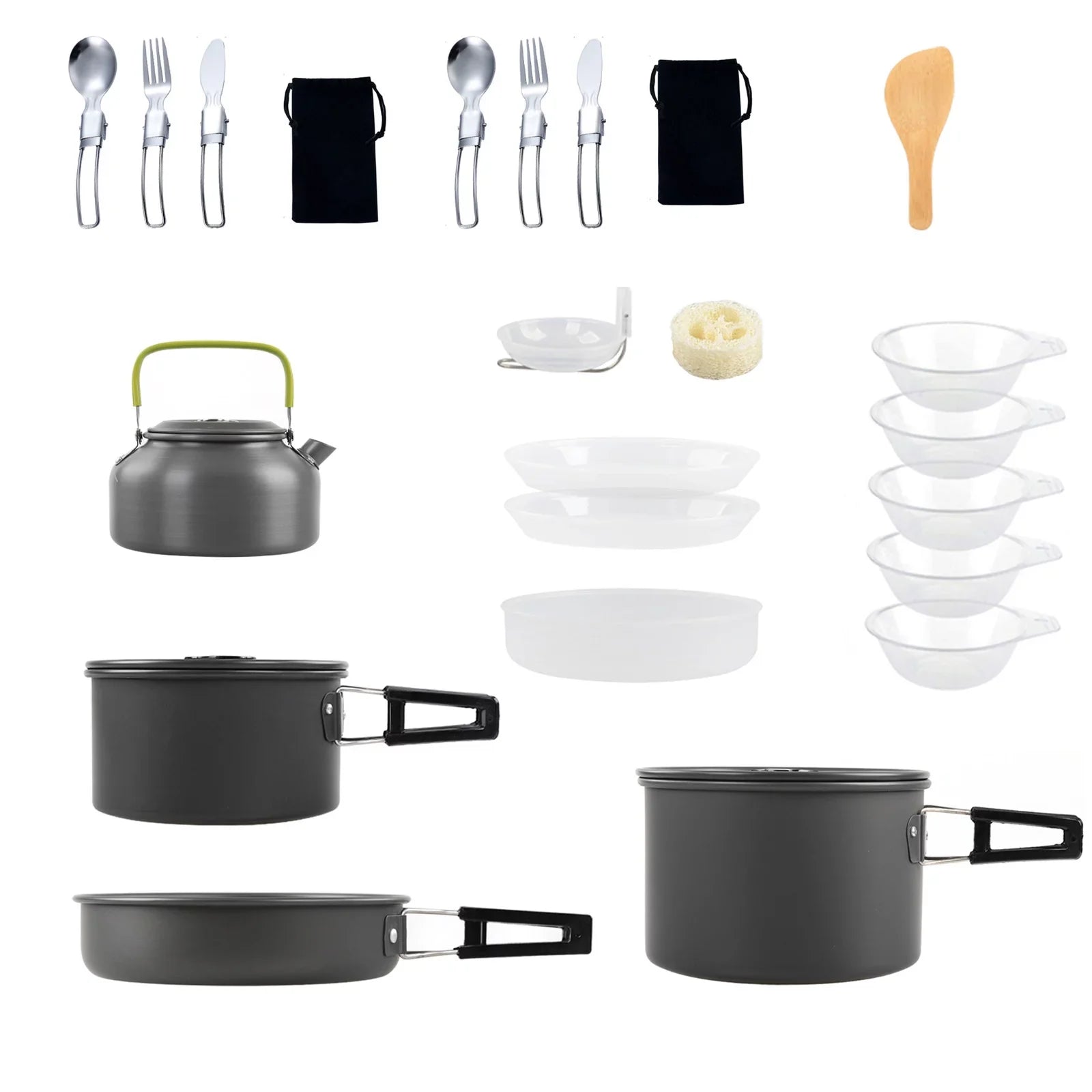 Lixada Non-Stick Cookware Set with Kettle Camping Hiking Backpacking Mess Kit Pot Pan