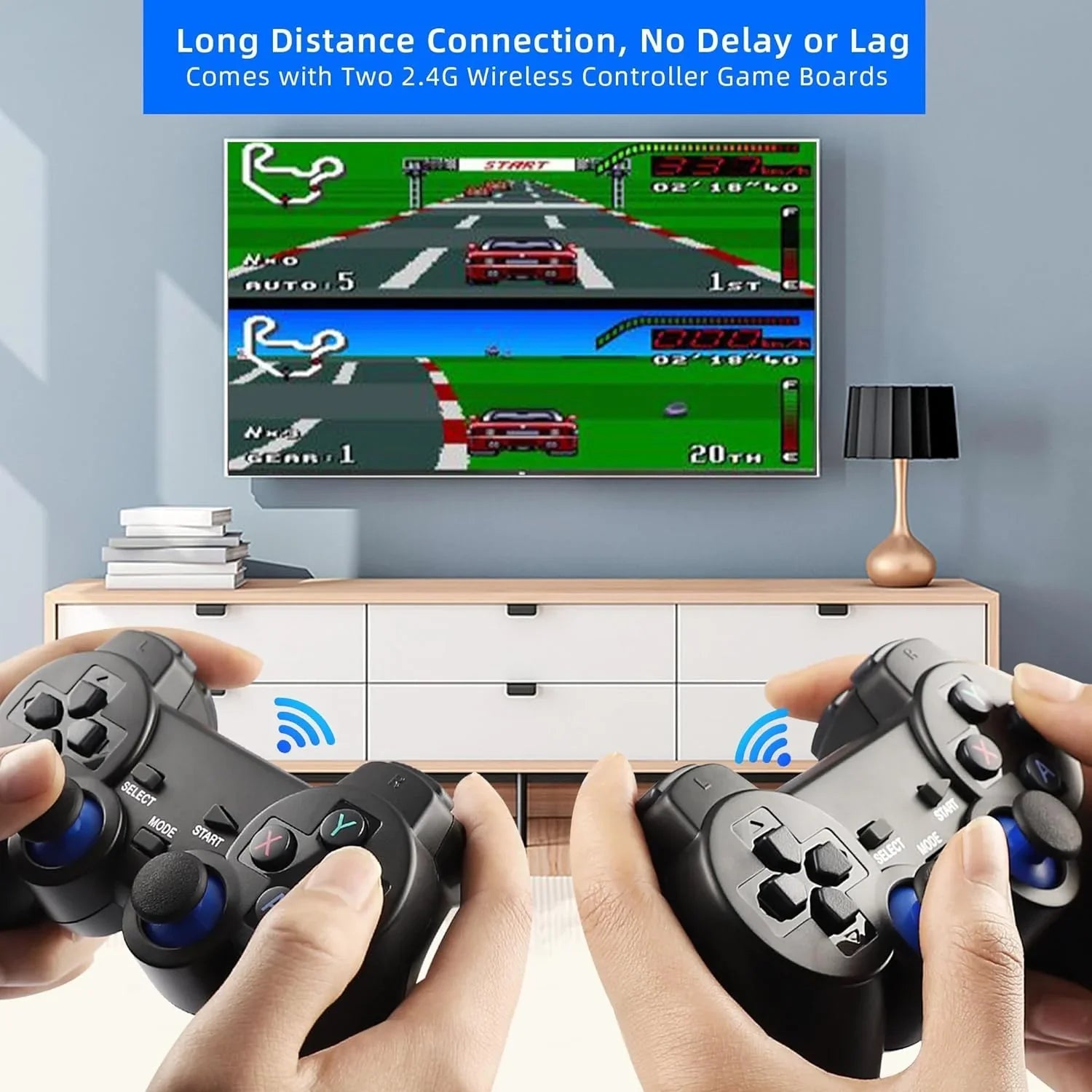 Retro Game Stick,Wireless Retro Game Console Built in 10000+ Games, 9 Emulators, Plug and Play Video Game Stick 4K HD Output with 2.4GHz Wireless Controllers (64G)