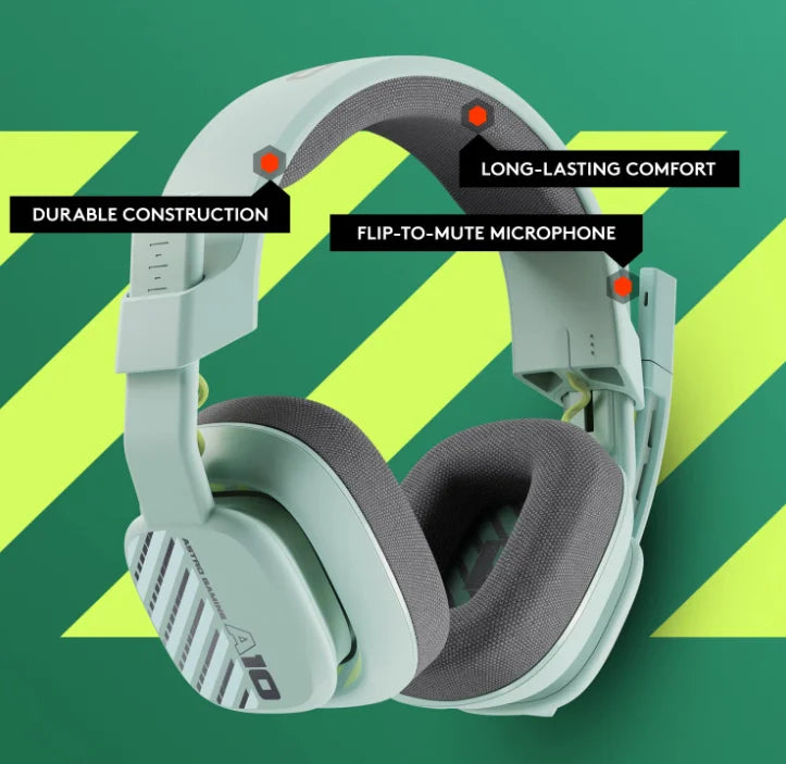 Restored Logitech Astro A10 Gen 2 Wired Headset for Xbox, PC, Mac (Mint) (Like New) (Refurbished)