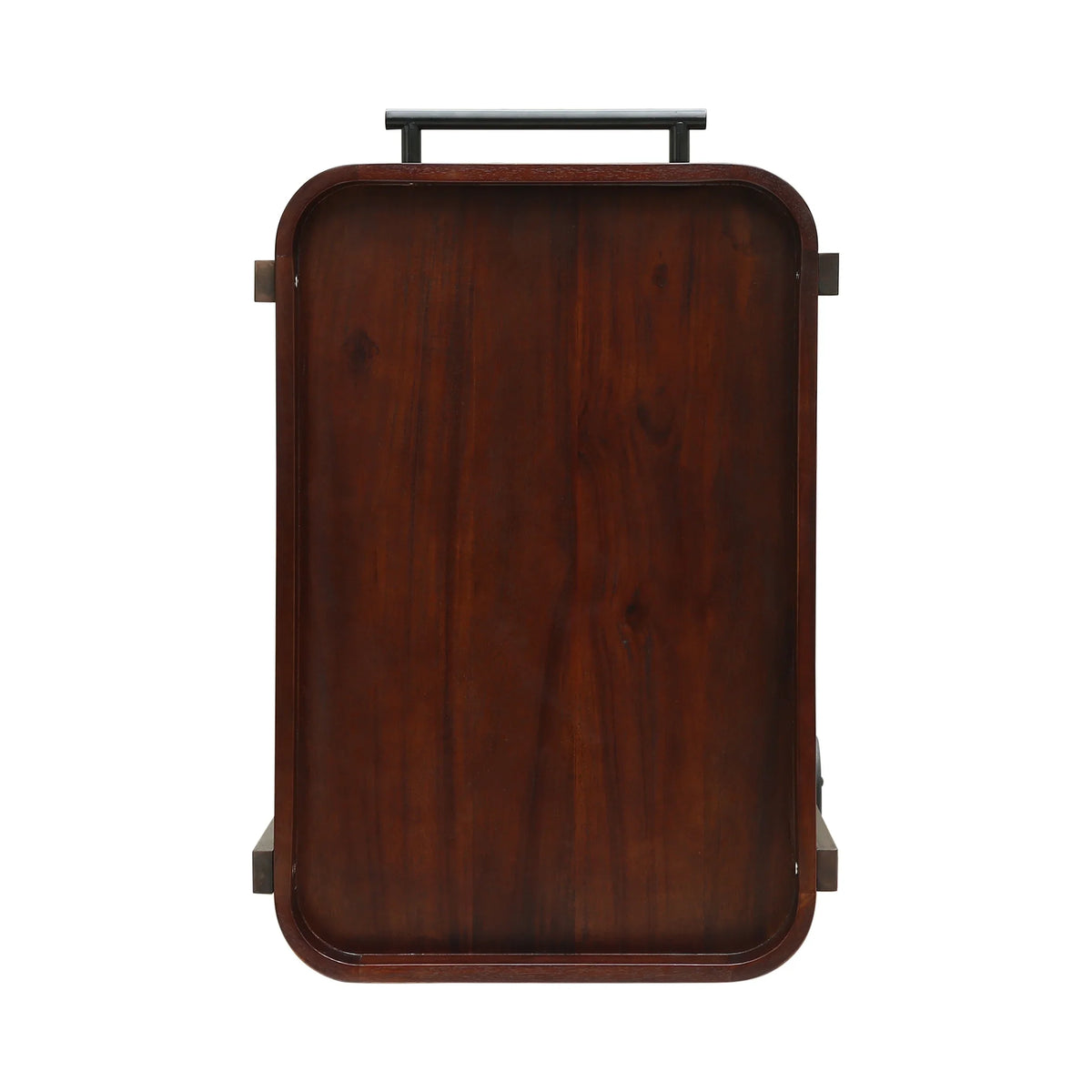 Sears Valley Outdoor Traditional Acacia Wood Bar Cart with 3 Shelves, Brown Mahogany