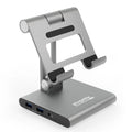 Plugable 8-in-1 USB C Docking Station for iPad with Stand, 100W Pass-through Charging USB-C Hub, 1x HDMI, 2x USB, Audio, and SD, Compatible with Microsoft Windows, iPadOS, USB-C Phones, and Tablets