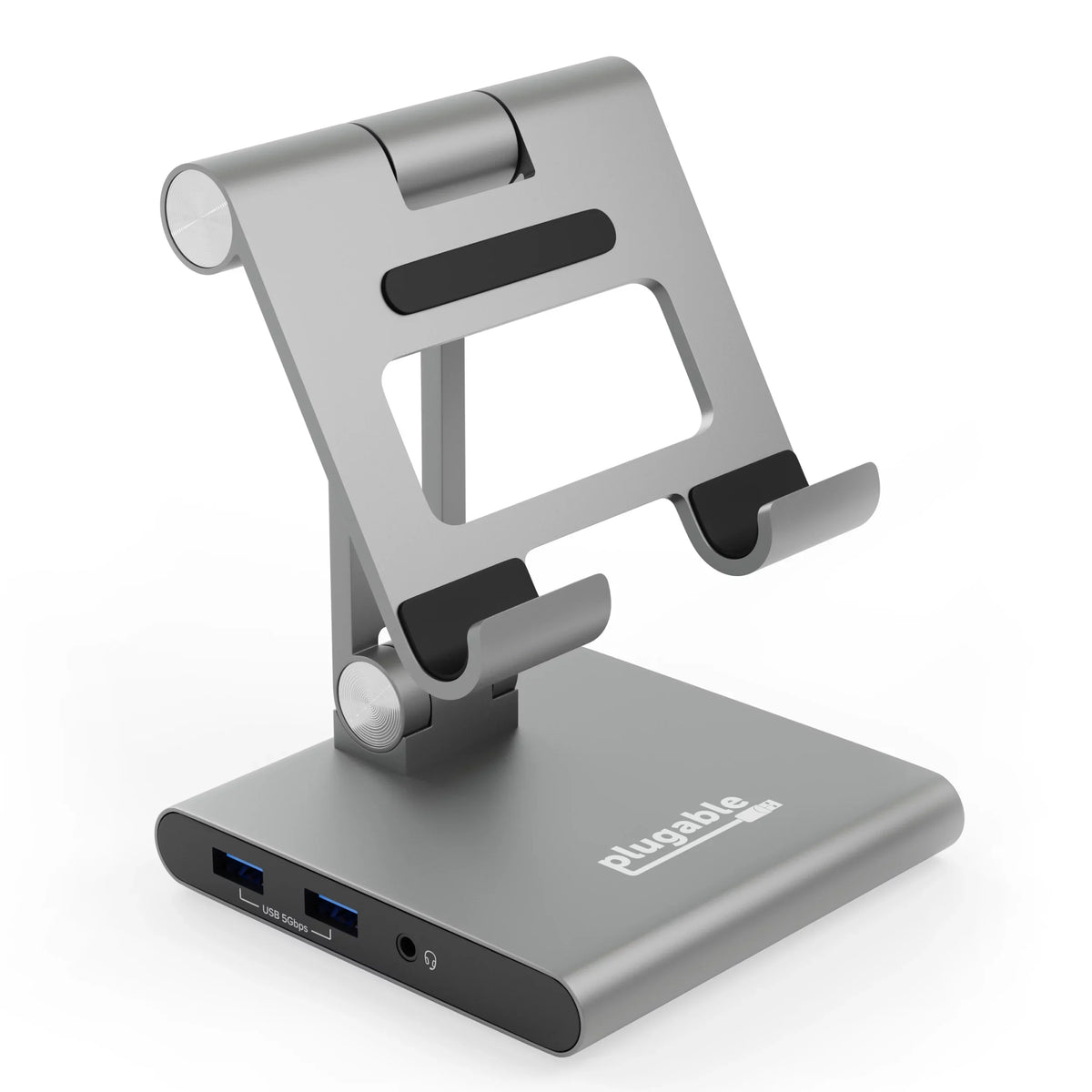 Plugable 8-in-1 USB C Docking Station for iPad with Stand, 100W Pass-through Charging USB-C Hub, 1x HDMI, 2x USB, Audio, and SD, Compatible with Microsoft Windows, iPadOS, USB-C Phones, and Tablets