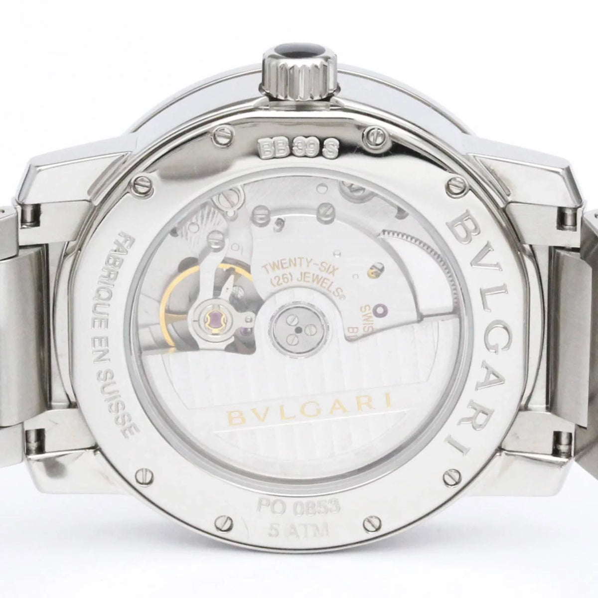 Pre-Owned Polished BVLGARI BVLGARI-BVLGARI Steel Automatic Mens Watch BB39S BF560761 (Good)